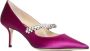 Jimmy Choo Kristalversierde Satijnen Stilettohakken Pink Dames - Thumbnail 2