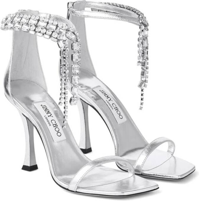 Jimmy Choo Kristalversierde Stiletto Hak Schoenen Gray Dames