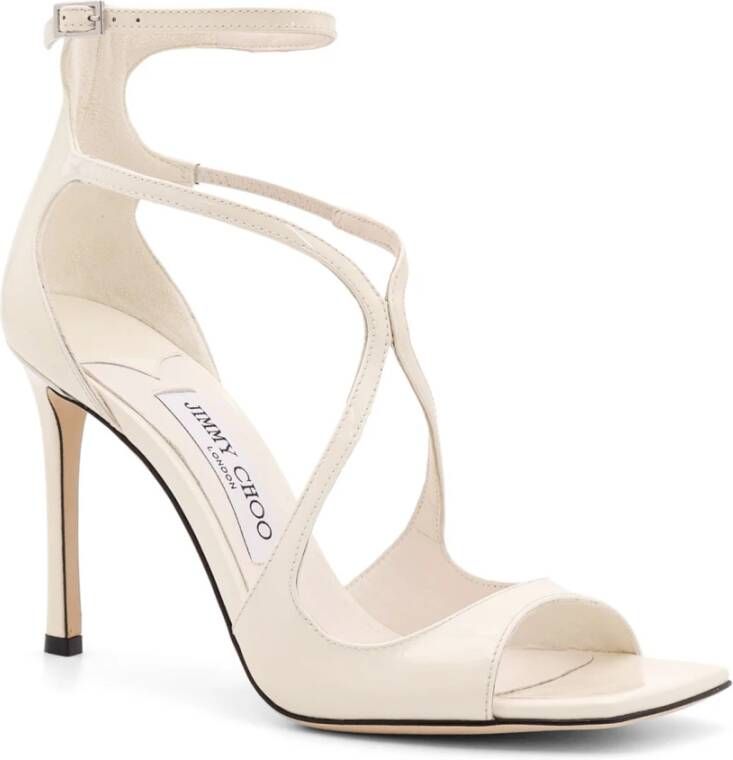 Jimmy Choo Lakleren sandalen met stilettohak White Dames