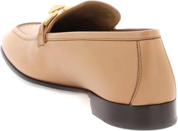 Jimmy Choo Leren Mocassins met Kettingversiering Brown Dames