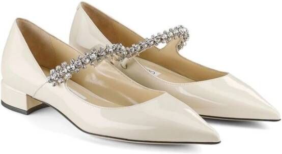 Jimmy Choo Leren Schoenen met Kristalversiering Beige Dames