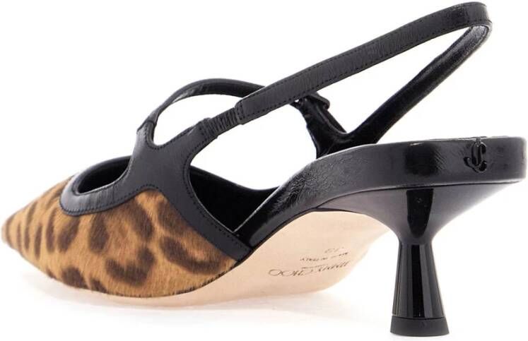 Jimmy Choo Luipaardprint Leren Pumps met Puntige Neus Black Dames