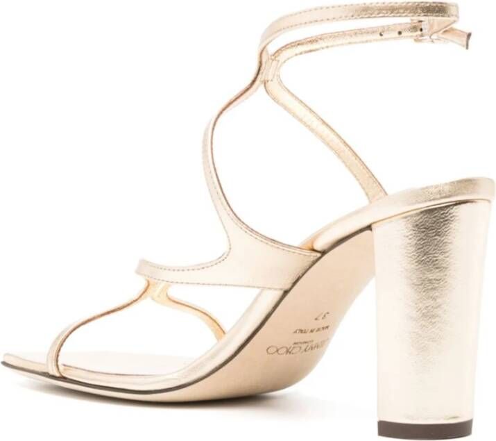 Jimmy Choo Metallic Crossover Strap Hak Sandalen Yellow Dames