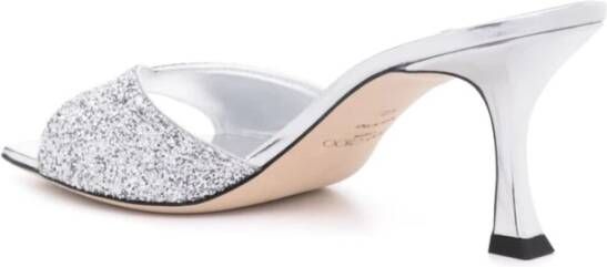 Jimmy Choo Metallic Glitter Slip-On Sandalen Gray Dames