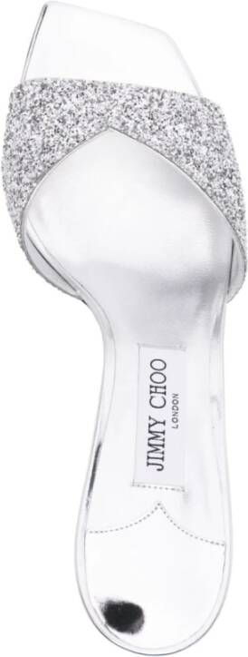 Jimmy Choo Metallic Glitter Slip-On Sandalen Gray Dames