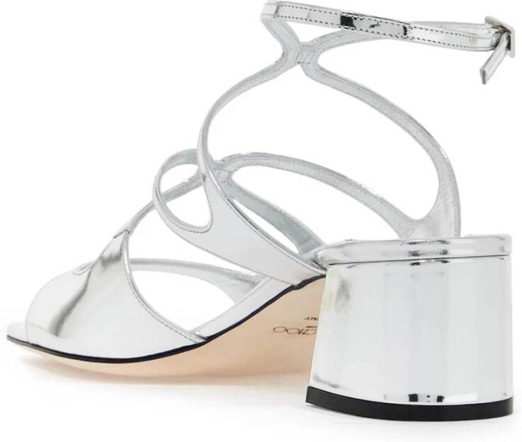 Jimmy Choo Metallic Leren High Heel Sandalen Gray Dames