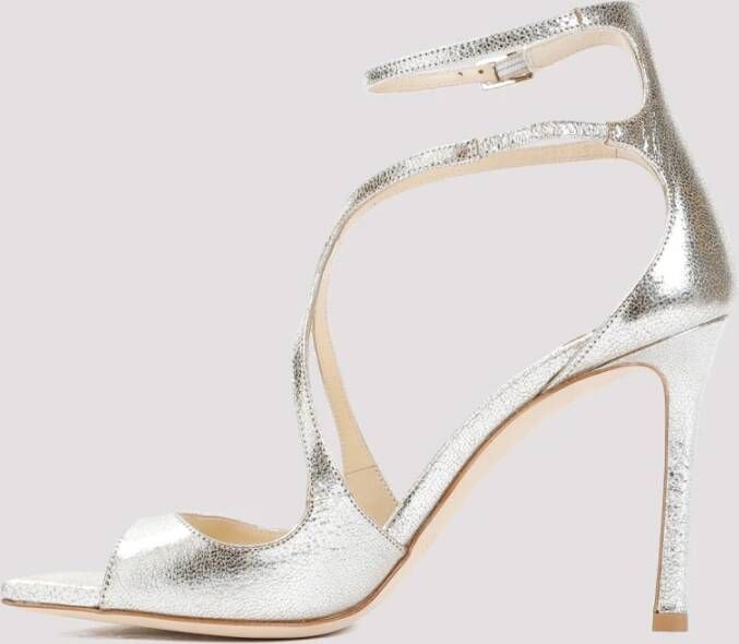 Jimmy Choo Metallic Leren Sandalen Grijs Champagne Gray Dames