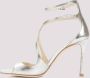 Jimmy Choo Metallic Leren Sandalen Grijs Champagne Gray Dames - Thumbnail 2