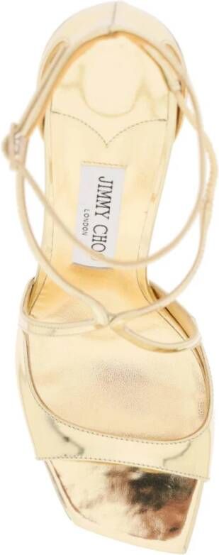 Jimmy Choo Metallic Leren Sandalen met Gevormde Bandjes Yellow Dames