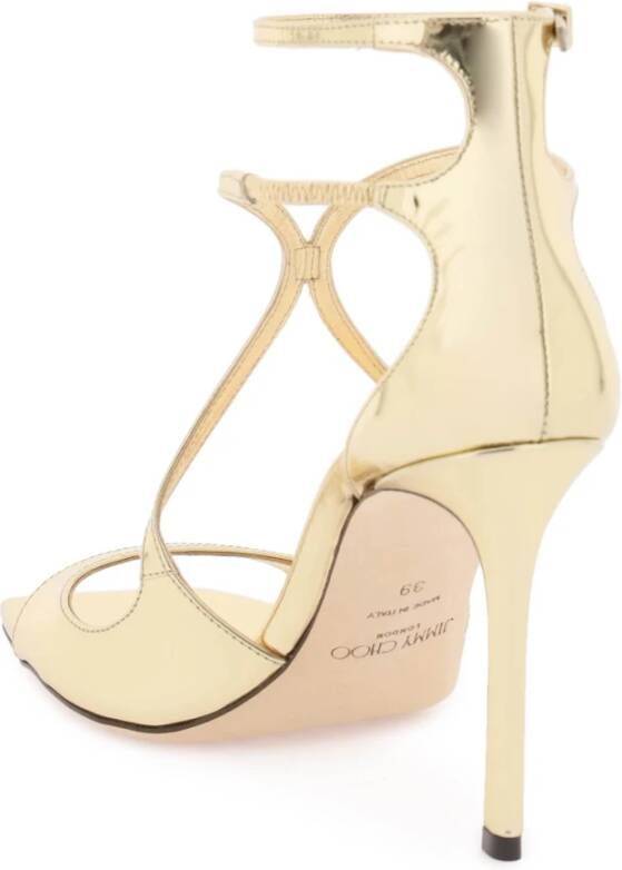 Jimmy Choo Metallic Leren Sandalen met Gevormde Bandjes Yellow Dames