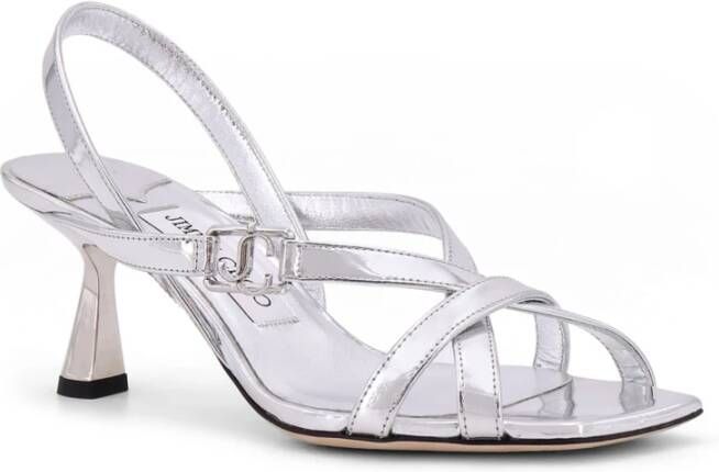 Jimmy Choo Monogram Leren Sandalen met Vierkante Neus Gray Dames