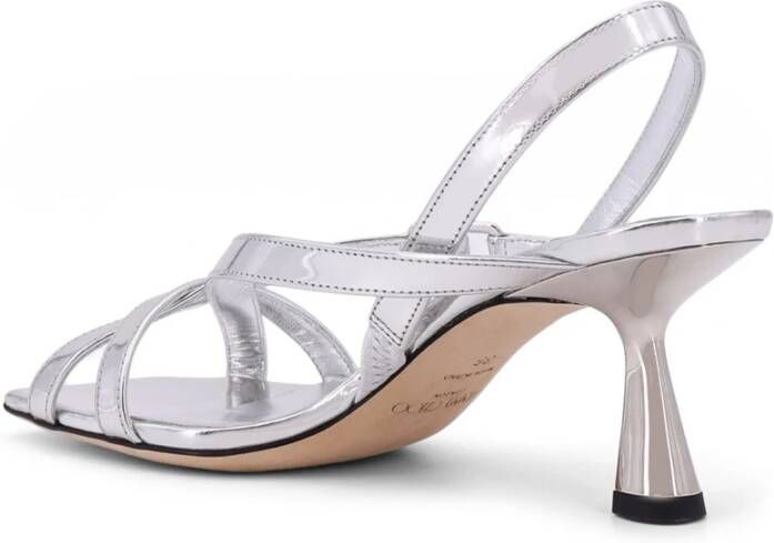 Jimmy Choo Monogram Leren Sandalen met Vierkante Neus Gray Dames