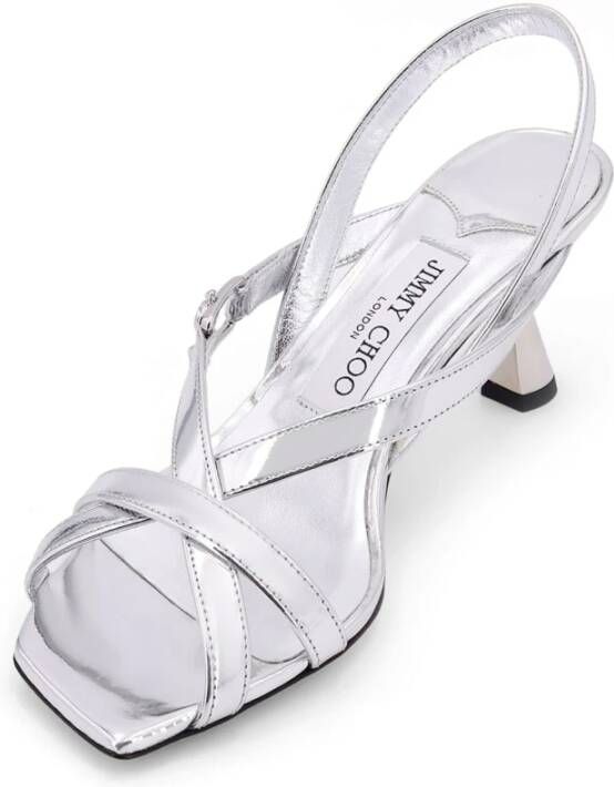 Jimmy Choo Monogram Leren Sandalen met Vierkante Neus Gray Dames