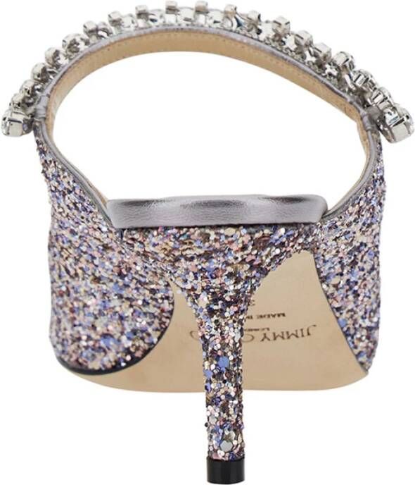 Jimmy Choo Zilveren Glitter Hak Muiltjes Gray Dames