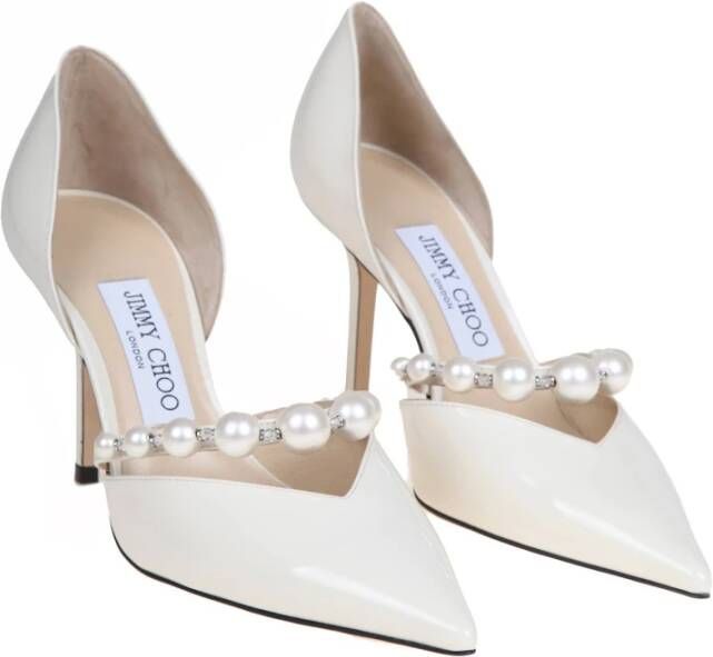 Jimmy Choo Parelband Lakleren Pumps White Dames