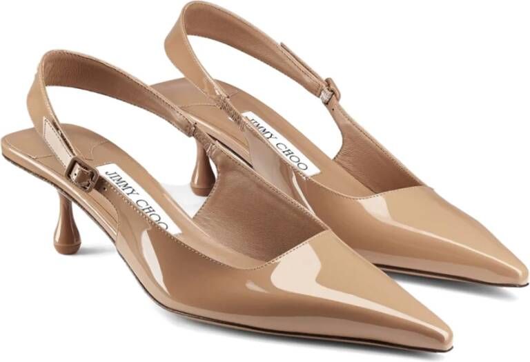 Jimmy Choo Patent Leren Slingback Drop Hiel Beige Dames