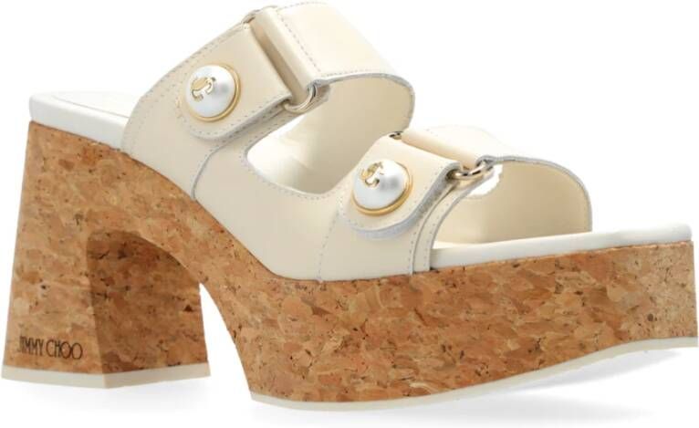 Jimmy Choo Platform Slides Fayence Beige Dames