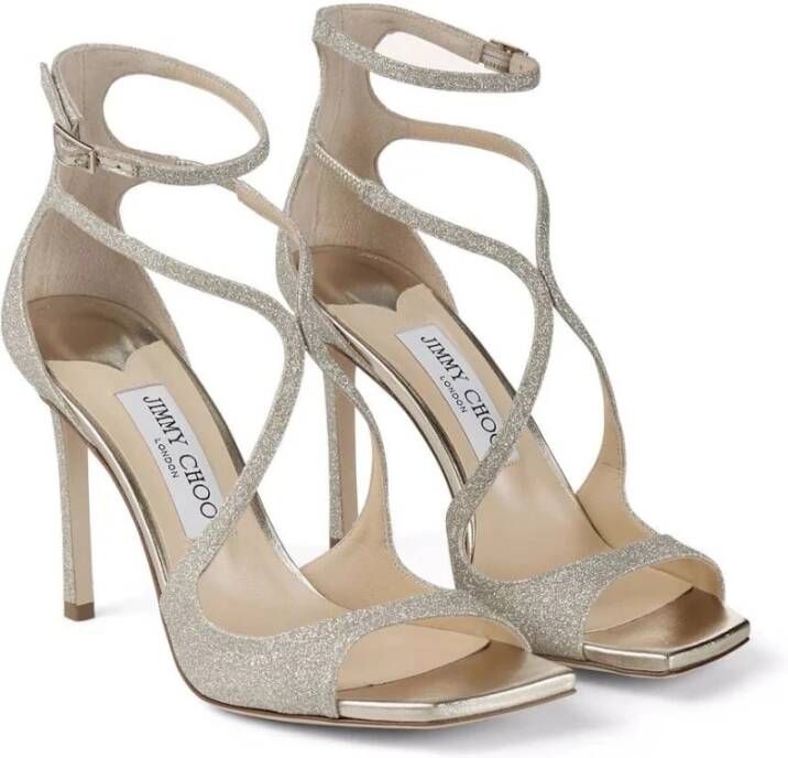 Jimmy Choo Platinum Glitter Azia Sandalen Gray Dames