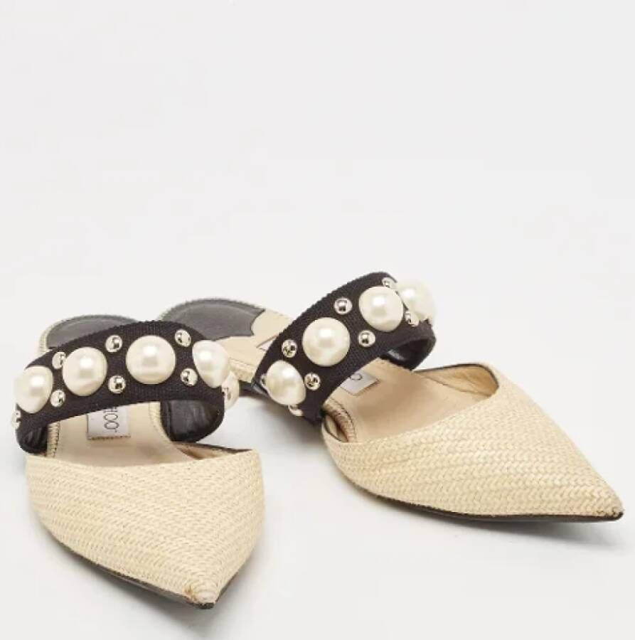 Jimmy Choo Pre-owned Canvas sandals Beige Dames