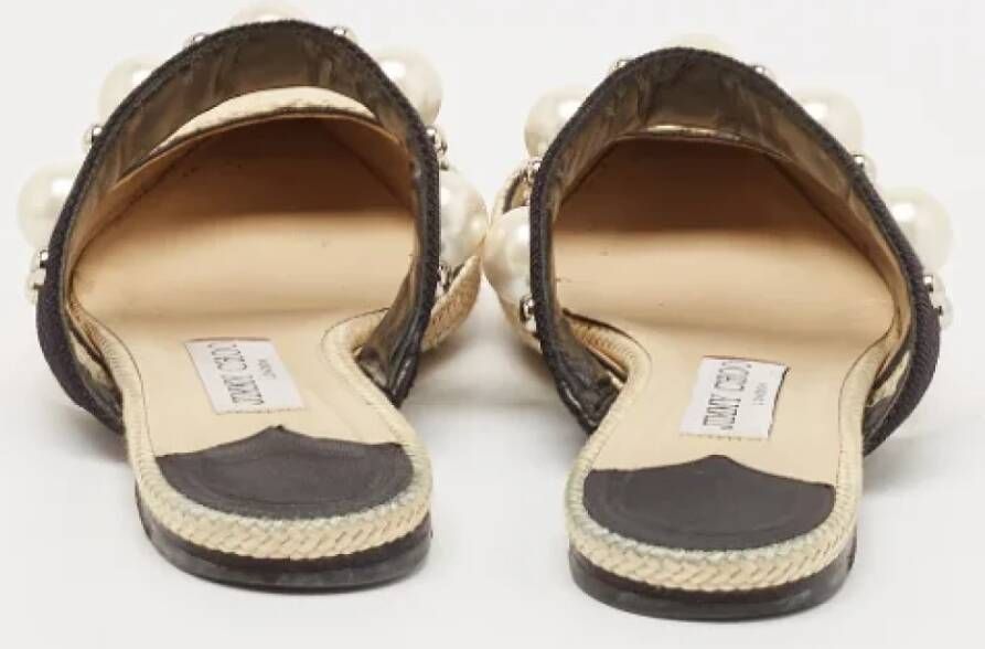 Jimmy Choo Pre-owned Canvas sandals Beige Dames