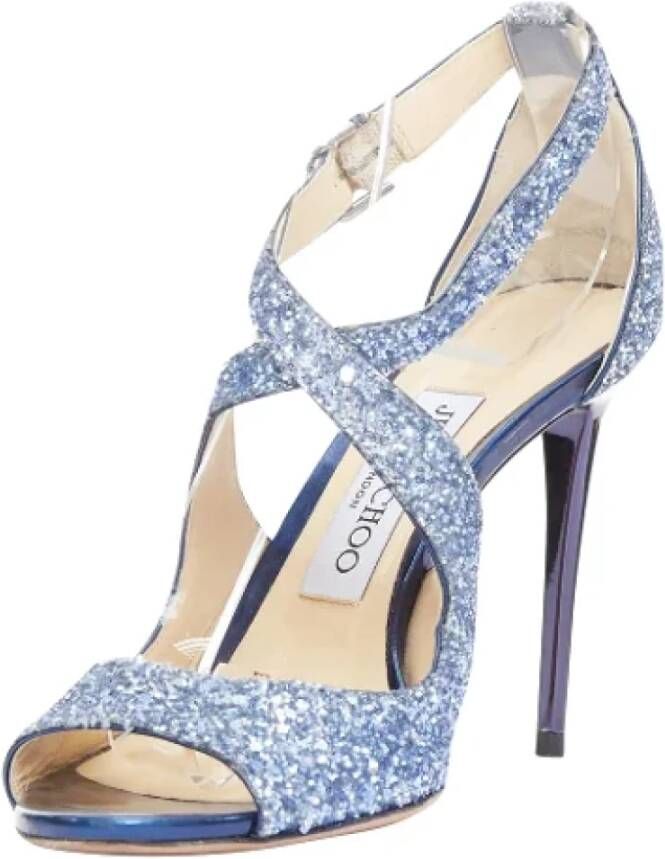 Jimmy Choo Pre-owned Cotton sandals Blue Dames