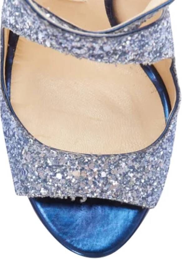 Jimmy Choo Pre-owned Cotton sandals Blue Dames