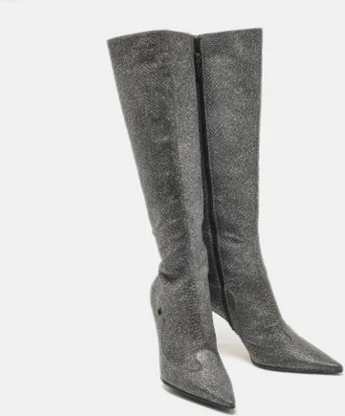 Jimmy Choo Pre-owned Fabric boots Gray Dames