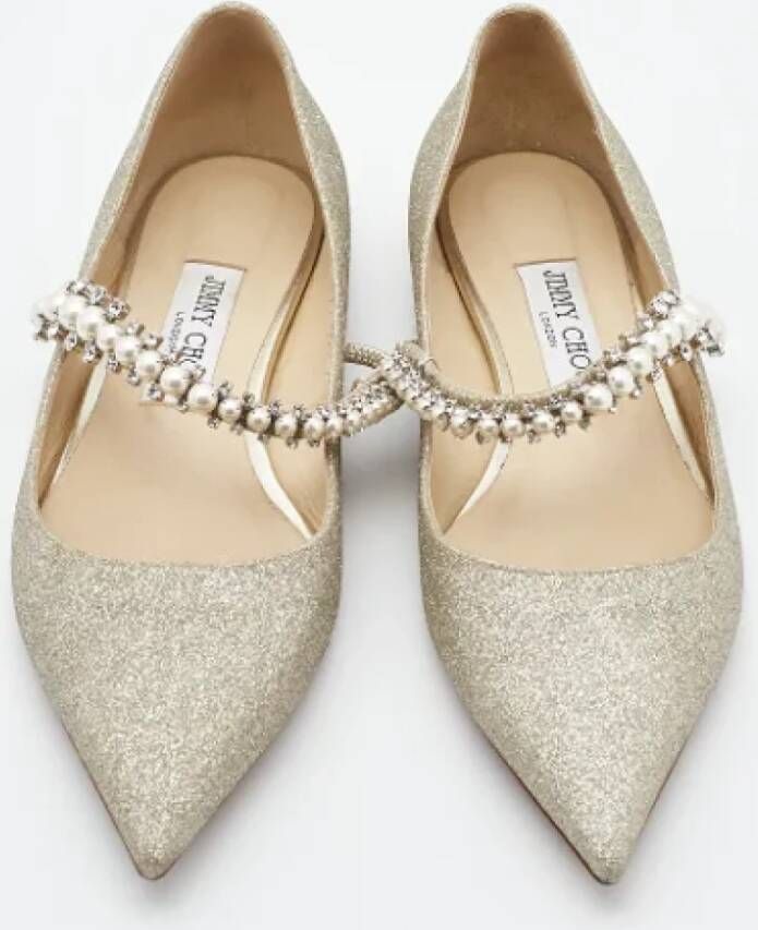 Jimmy Choo Pre-owned Fabric flats Gray Dames