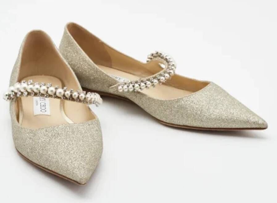 Jimmy Choo Pre-owned Fabric flats Gray Dames