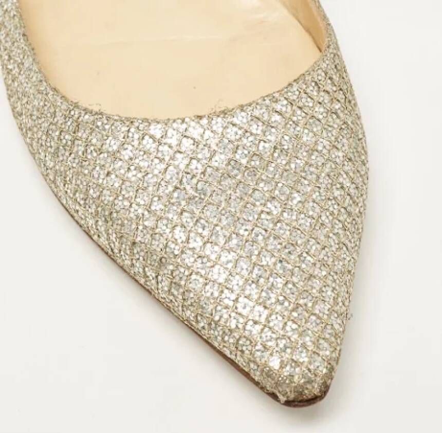 Jimmy Choo Pre-owned Fabric flats Gray Dames