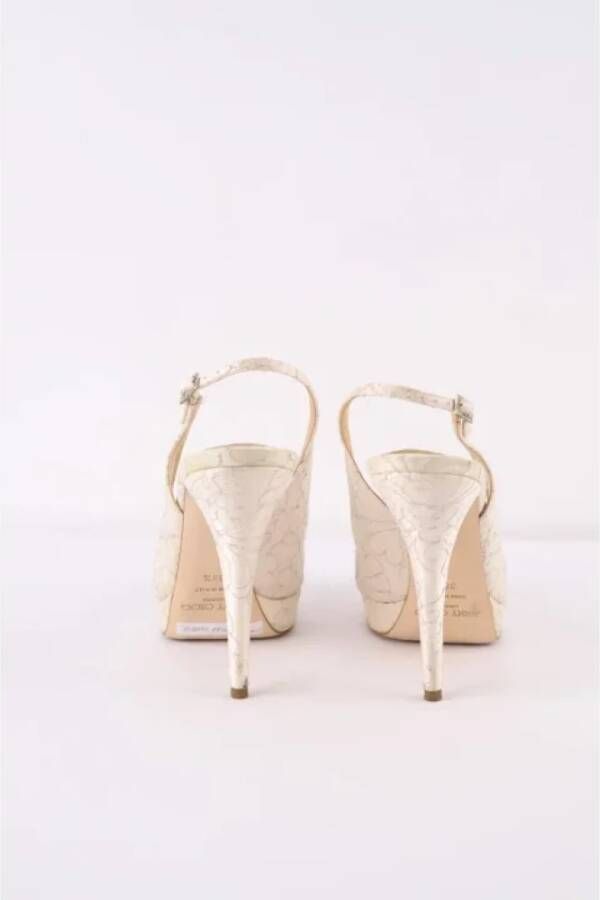 Jimmy Choo Pre-owned Fabric heels Beige Dames