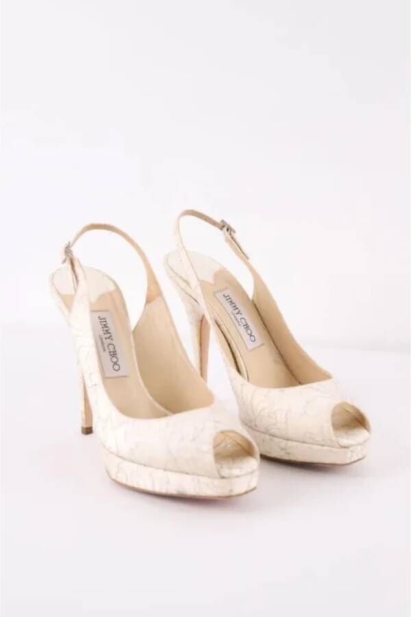 Jimmy Choo Pre-owned Fabric heels Beige Dames