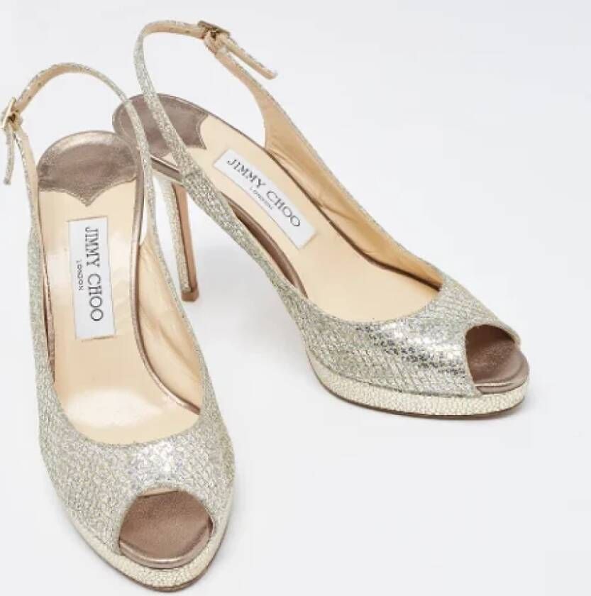 Jimmy Choo Pre-owned Fabric heels Gray Dames