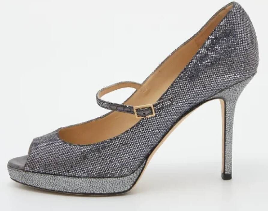 Jimmy Choo Pre-owned Fabric heels Gray Dames