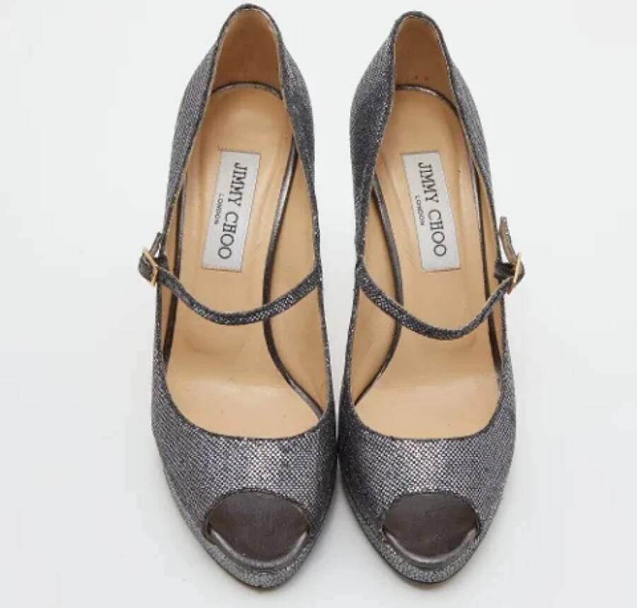 Jimmy Choo Pre-owned Fabric heels Gray Dames