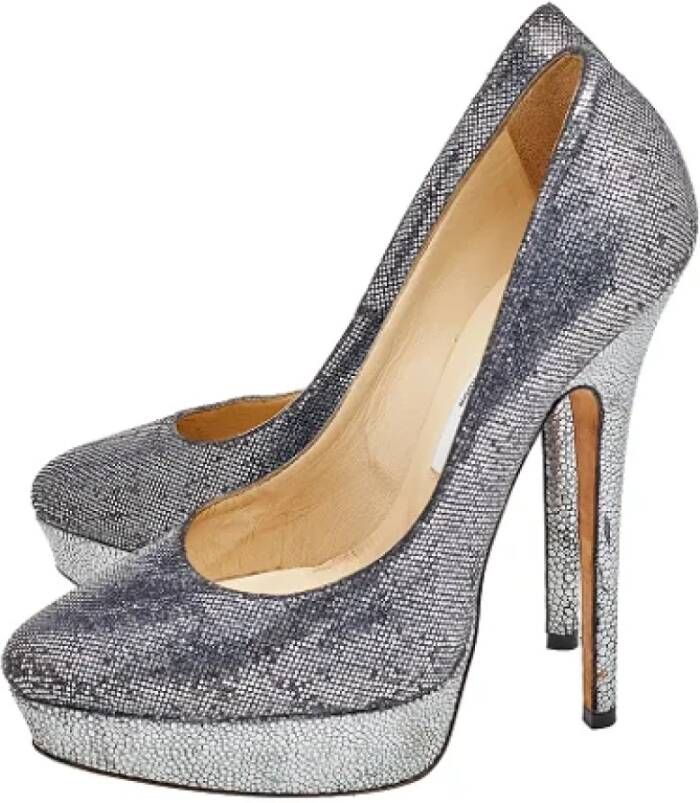 Jimmy Choo Pre-owned Fabric heels Gray Dames