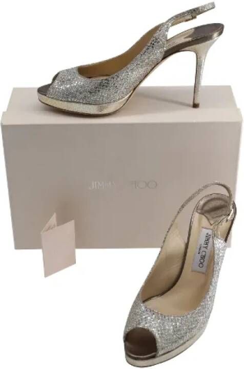 Jimmy Choo Pre-owned Fabric heels Gray Dames