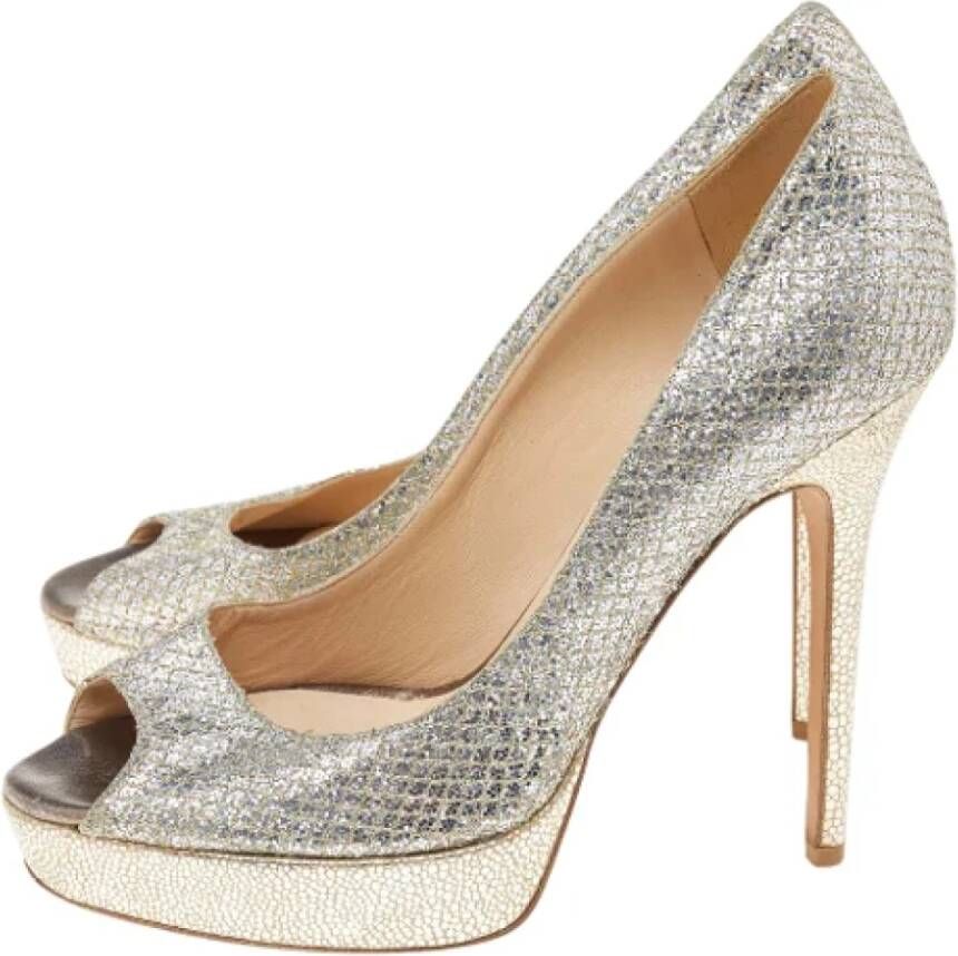 Jimmy Choo Pre-owned Fabric heels Gray Dames