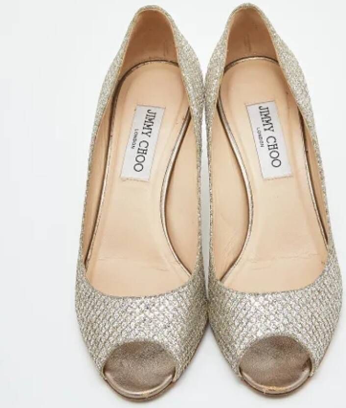 Jimmy Choo Pre-owned Fabric heels Gray Dames