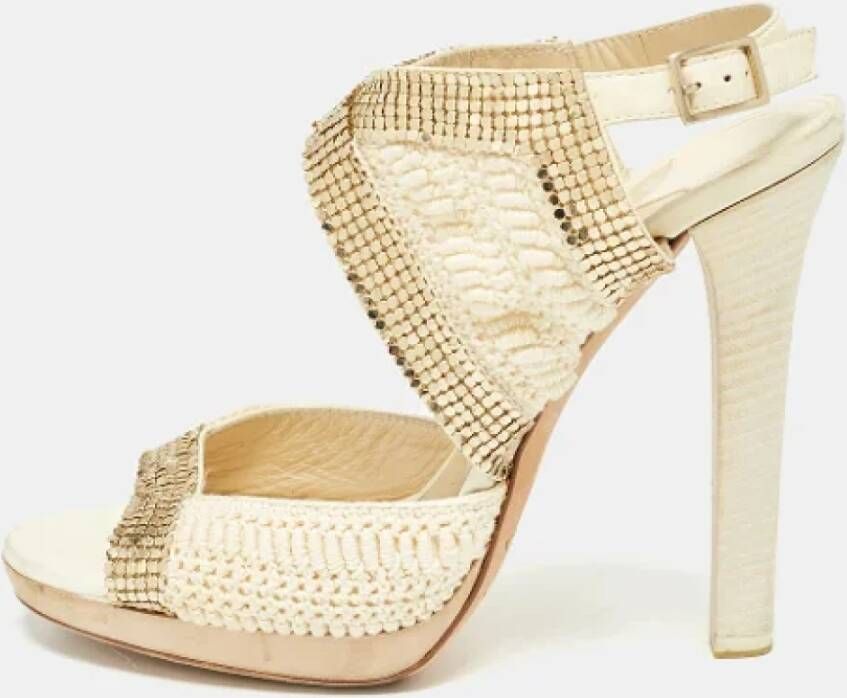 Jimmy Choo Pre-owned Fabric sandals Beige Dames