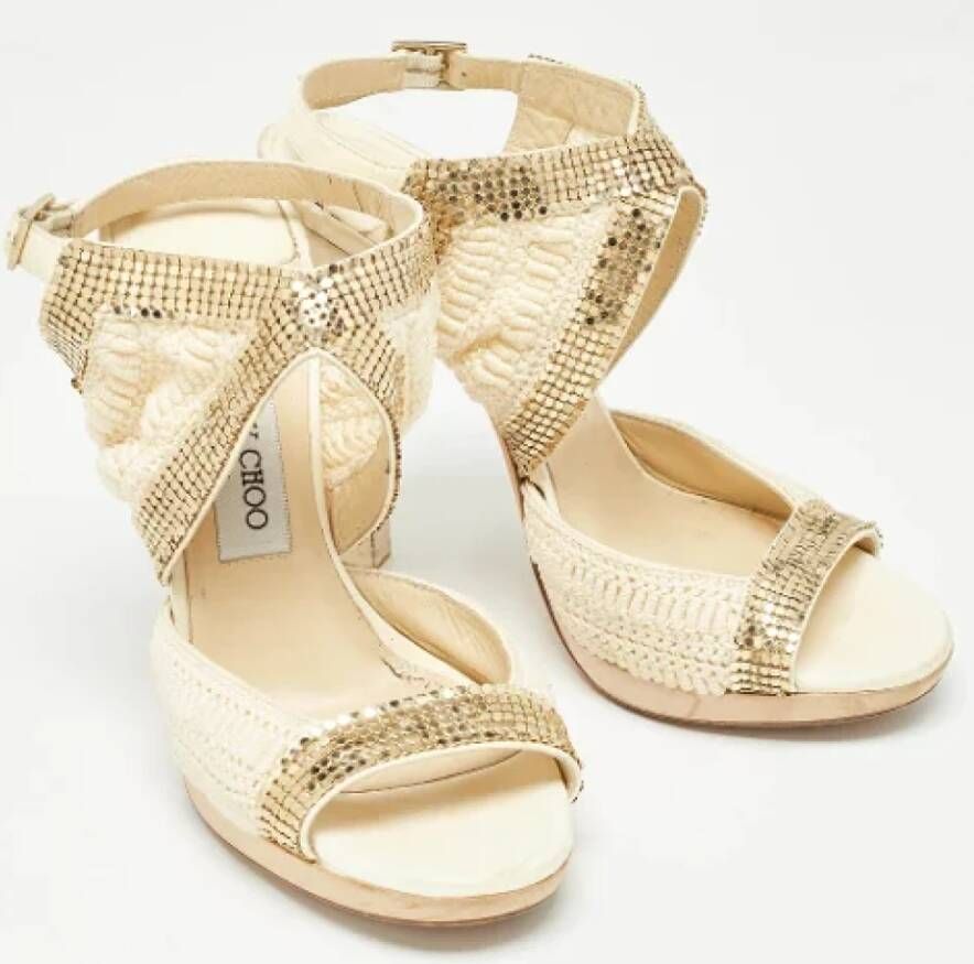 Jimmy Choo Pre-owned Fabric sandals Beige Dames