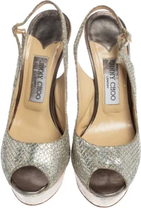 Jimmy Choo Pre-owned Fabric sandals Gray Dames