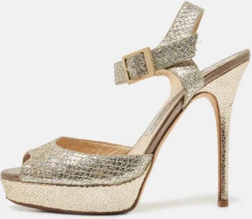 Jimmy Choo Pre-owned Fabric sandals Gray Dames