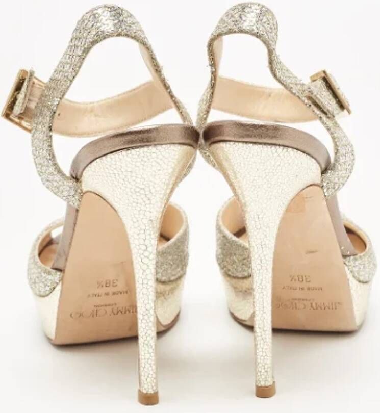 Jimmy Choo Pre-owned Fabric sandals Gray Dames