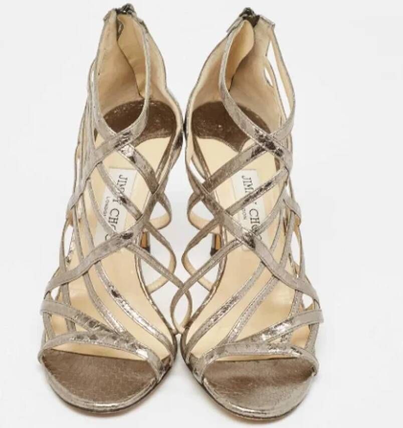 Jimmy Choo Pre-owned Fabric sandals Gray Dames