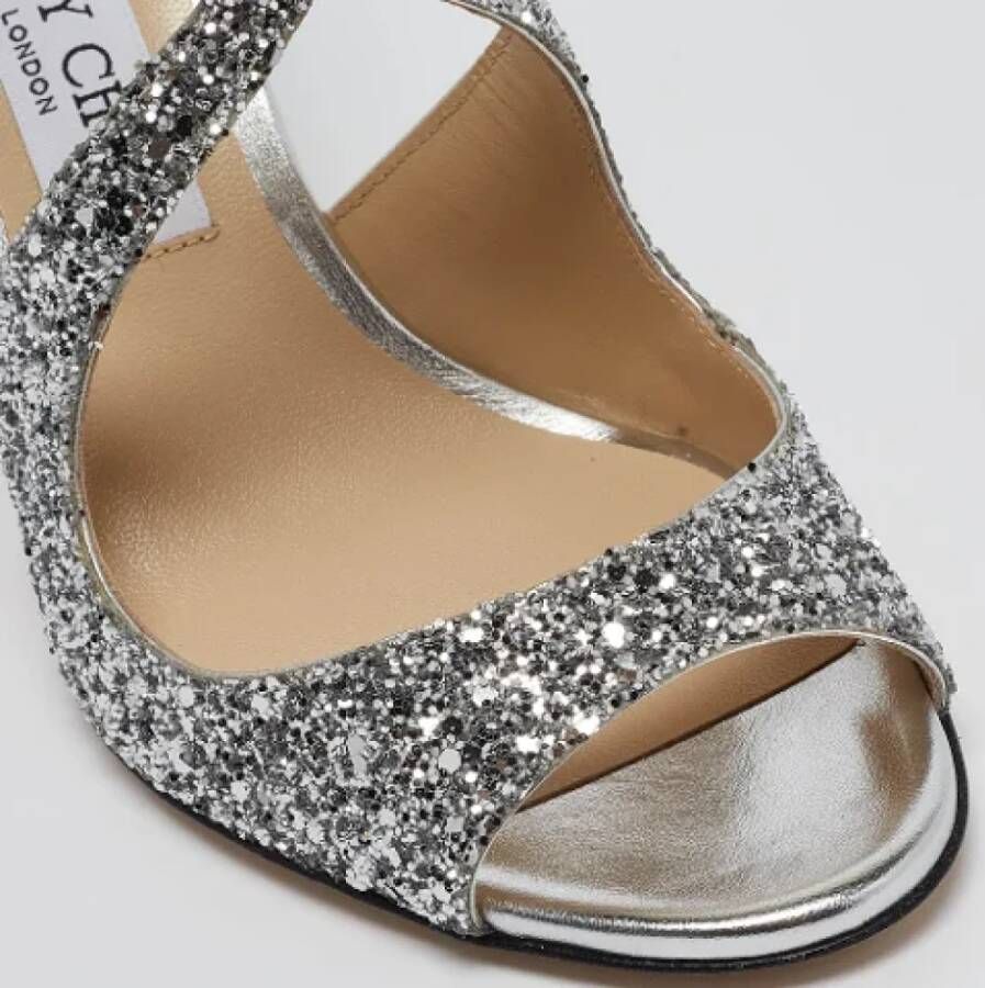 Jimmy Choo Pre-owned Fabric sandals Gray Dames