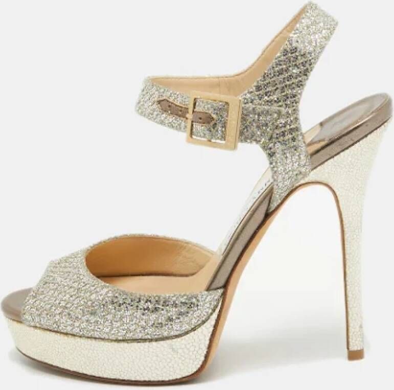 Jimmy Choo Pre-owned Fabric sandals Gray Dames