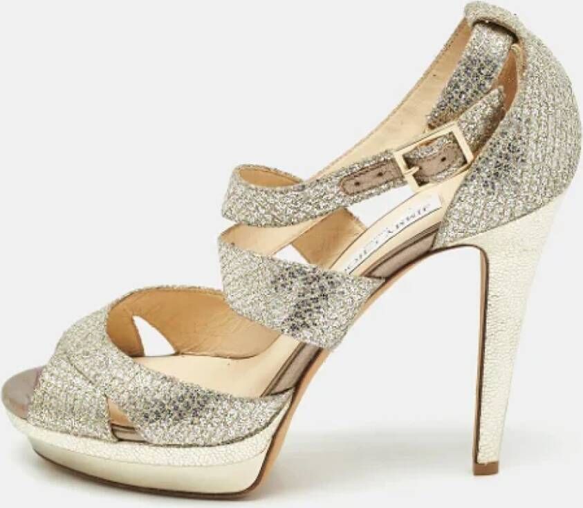 Jimmy Choo Pre-owned Fabric sandals Gray Dames