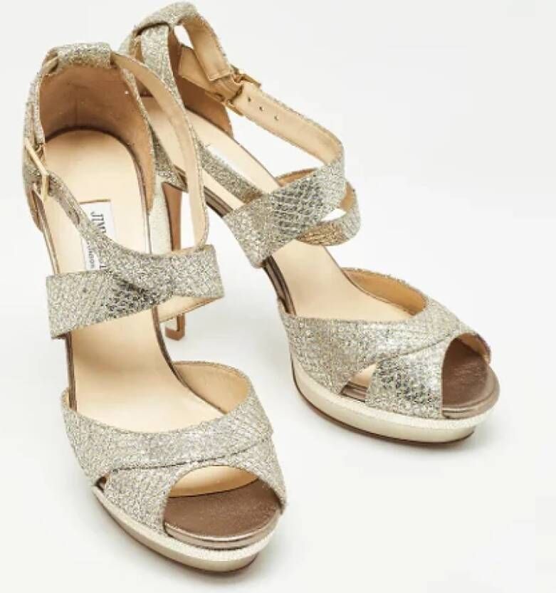 Jimmy Choo Pre-owned Fabric sandals Gray Dames