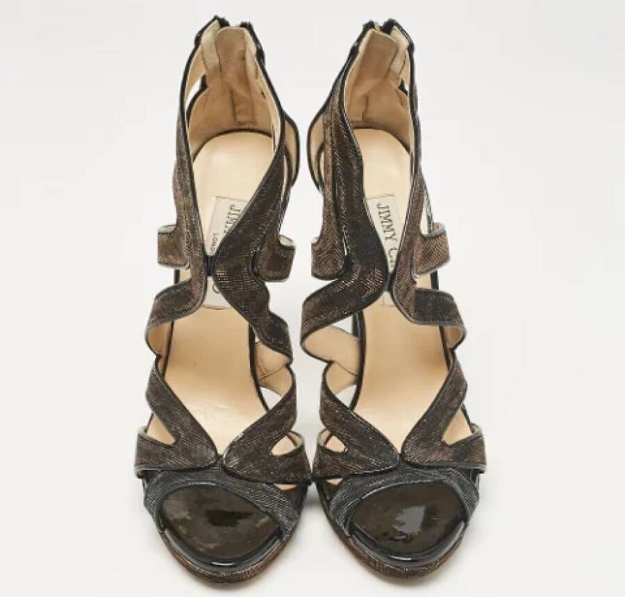 Jimmy Choo Pre-owned Fabric sandals Gray Dames